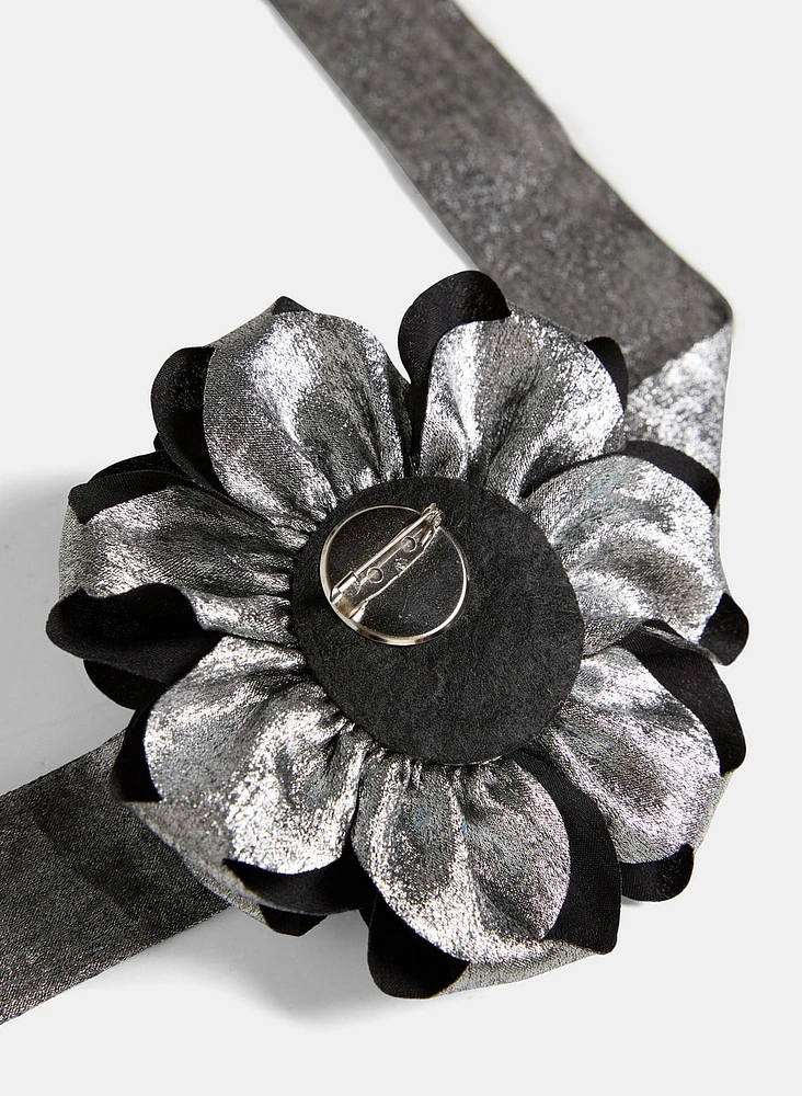 Detachable Flower Brooch Neck Tie