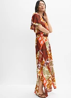 Patchwork Print Maxi Dress