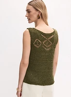 Sleeveless Open-Knit Sweater