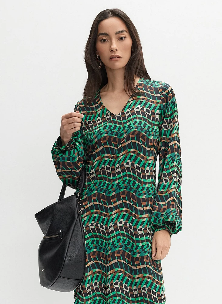 Joseph Ribkoff - Geometric Print V-Neck Dress