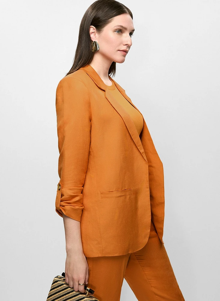Blazer en lin à manches roulées