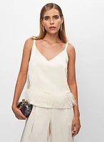 Sleeveless Feather Detail Top