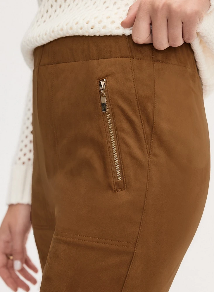 Vegan Suede Slim-Leg Pants