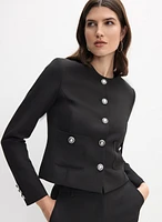 Veste sans col écourtée