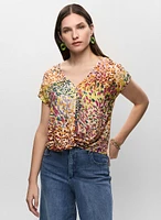 Printed Wrap-Style Top