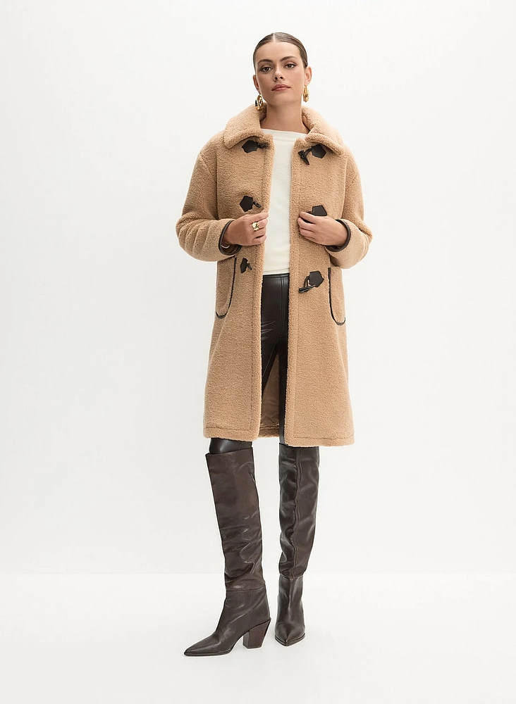 Faux Shearling Horn Button Coat