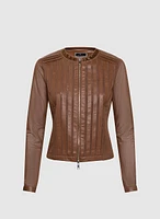 Vegan Leather Trim Jacket