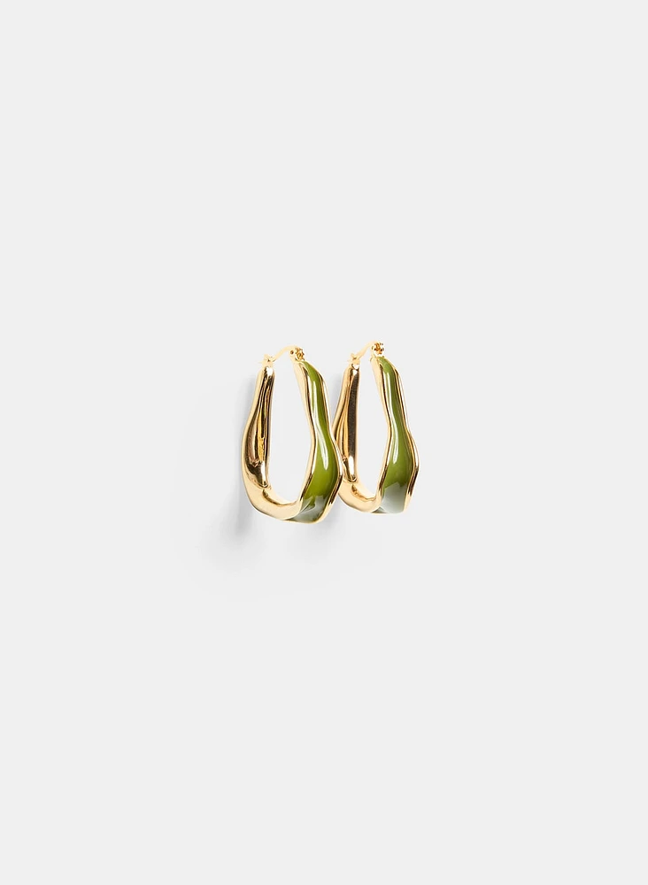 Irregular Oval Detail Hoop Earrings