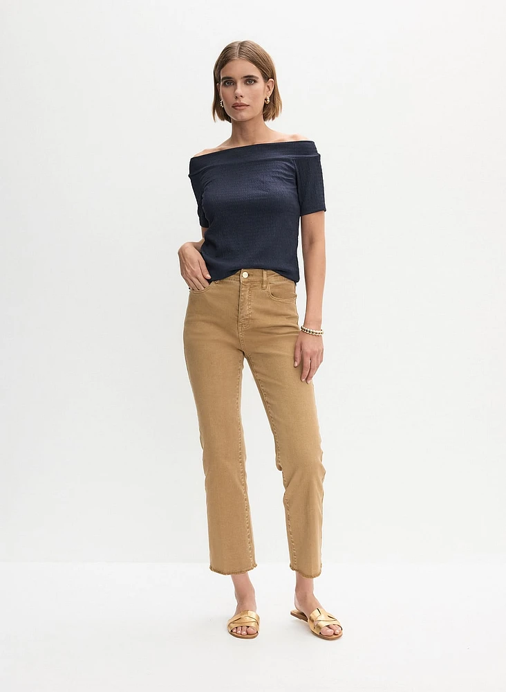 Off-The-Shoulder Top & Straight Leg Jeans