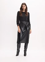 Joseph Ribkoff - Vegan Leather Wrap Skirt