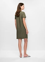 Short Sleeve Linen-Blend Dress