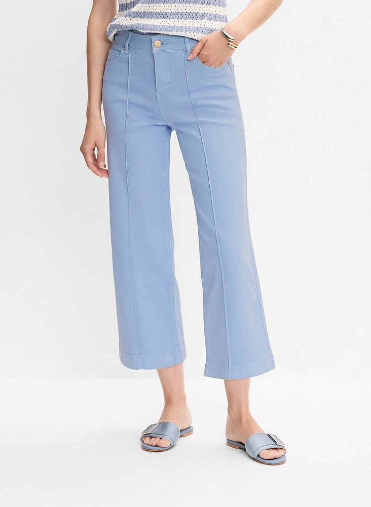 Wide-Leg Denim Capris