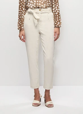 Pantalon en denim à taille nouée