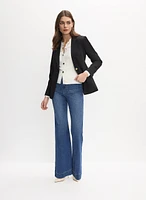 Embossed Button Blazer & Flared Jeans