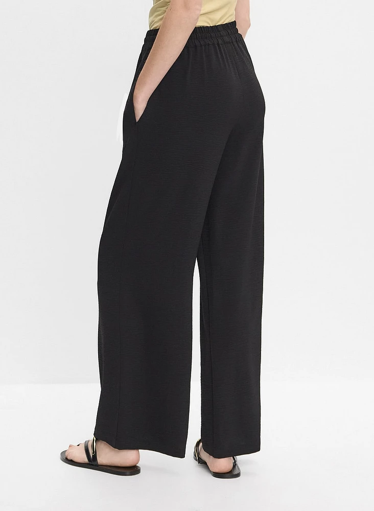 Drawstring Waist Wide-Leg Pants