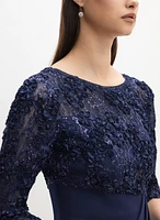 Tie-Waist Lace Bodice Dress