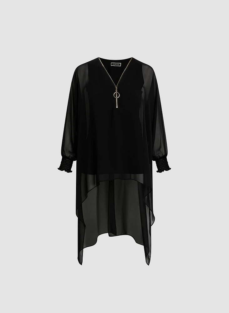 Asymmetric Zip Neck Tunic