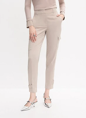 Satin Buckle Detail Cargo Pants