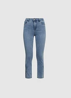 Tonal Embroidered Straight-Leg Jeans