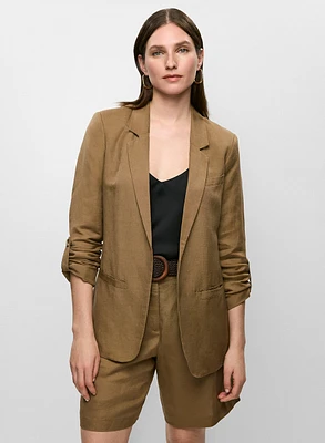 Blazer en lin à manches roulées