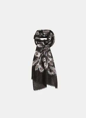 Foulard en jacquard à motif de feuilles