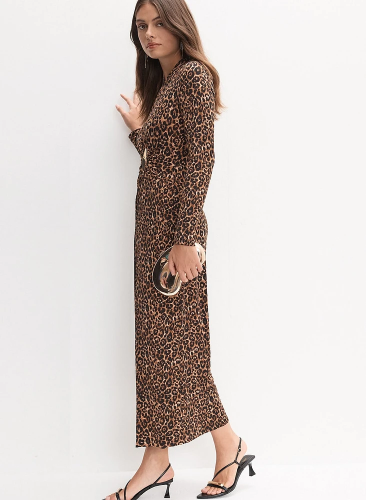 Joseph Ribkoff - Leopard Print Faux Wrap Jumpsuit