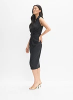 Belted Stretch-Linen Dress