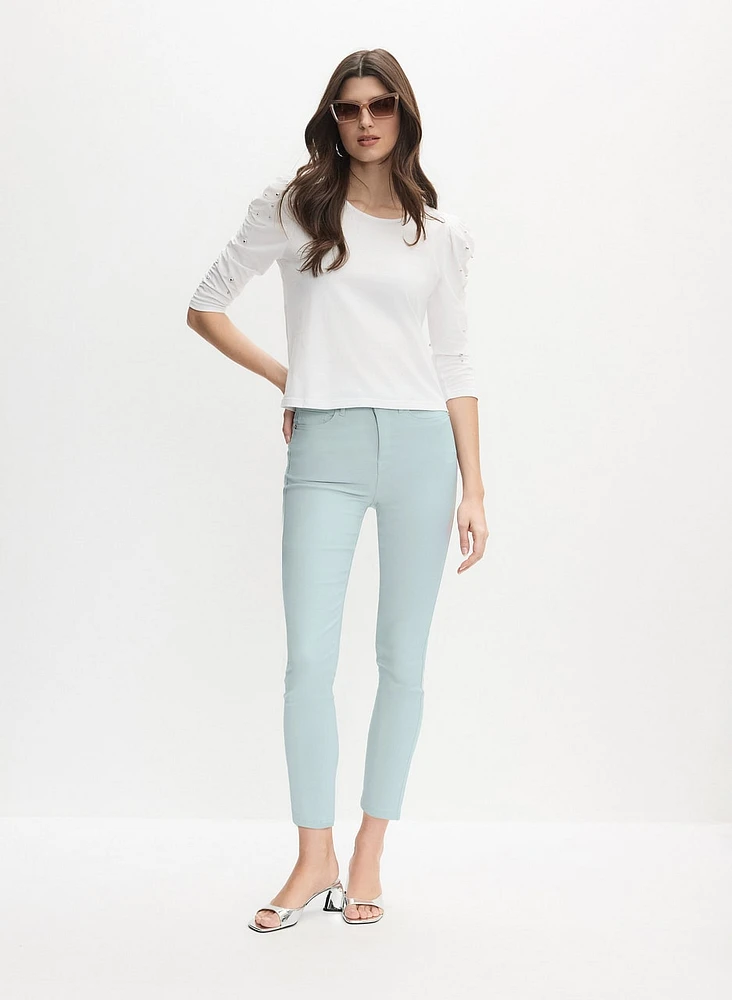 Slim-Leg Denim Capris