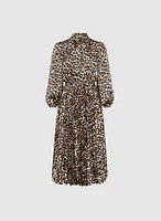 Pleated Leopard Print Dress