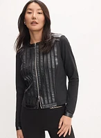 Vegan Leather Trim Jacket