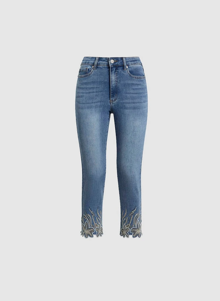 Embroidered Straight Leg Jeans