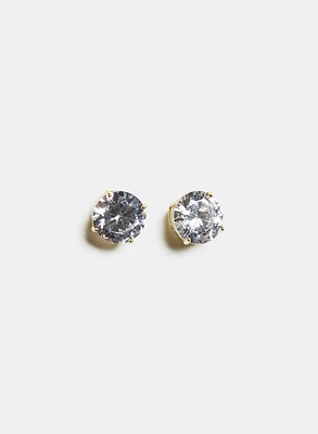 Cubic Zirconia Button Earrings