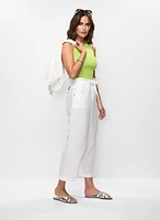 Linen-Blend Cropped Pants