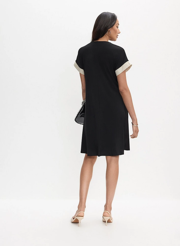 Joseph Ribkoff - Contrasting Split Neck Dress