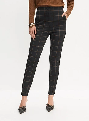 Plaid Print Slim Leg Pants