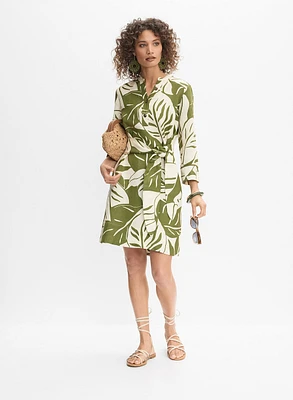 Leaf Linen-Blend Dress