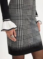 Plaid Print Knit Pencil Skirt