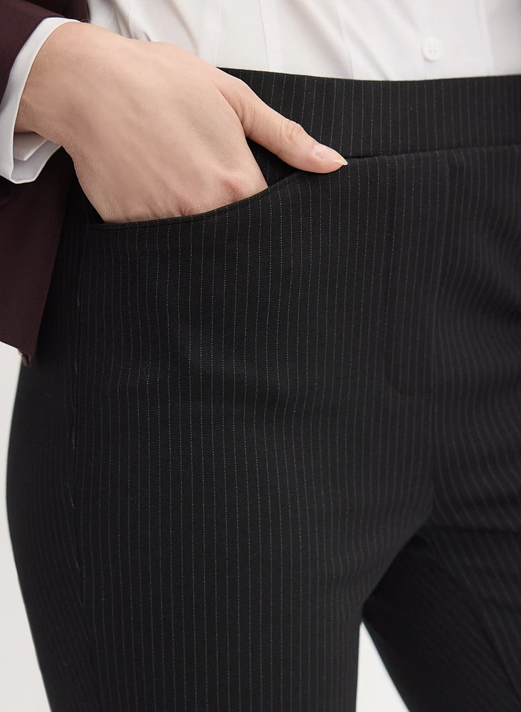 Pinstripe Straight-Leg Pants