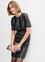 Vegan Leather Crew Neck Dress