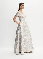 Floral Jacquard Ballgown Dress