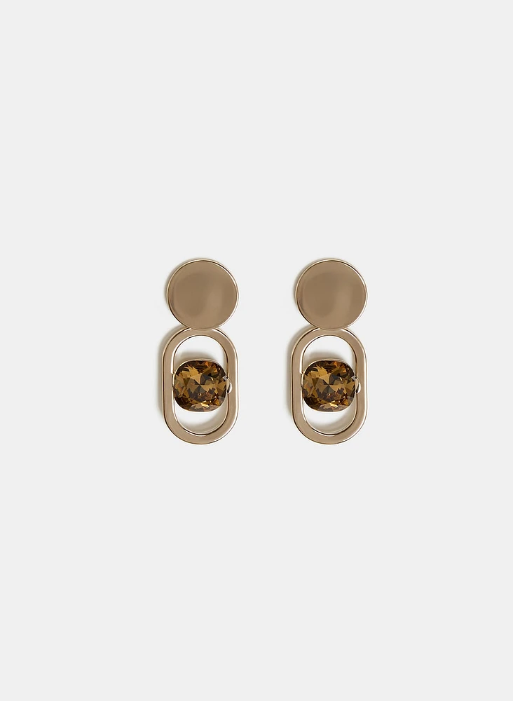 Boucles d'oreilles pendantes à pierre facettée