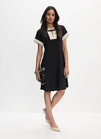 Joseph Ribkoff - Contrasting Split Neck Dress