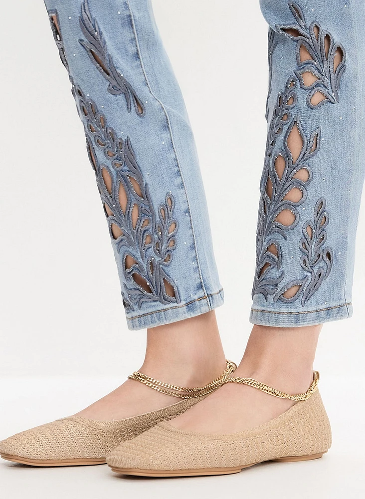 Embroidered Straight-Leg Jeans