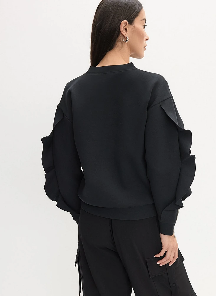 Ruffle Sleeve Sweatshirt