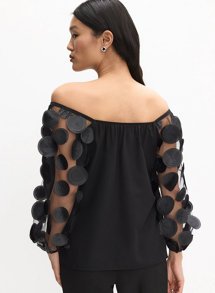 Joseph Ribkoff - Sheer Polka Dot Sleeve Top