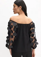 Joseph Ribkoff - Sheer Polka Dot Sleeve Top