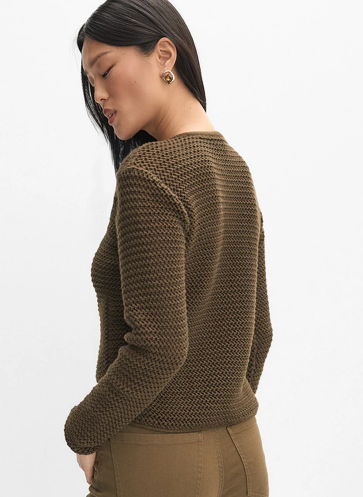 Cropped Crew Neck Cardigan
