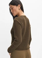 Cropped Crew Neck Cardigan