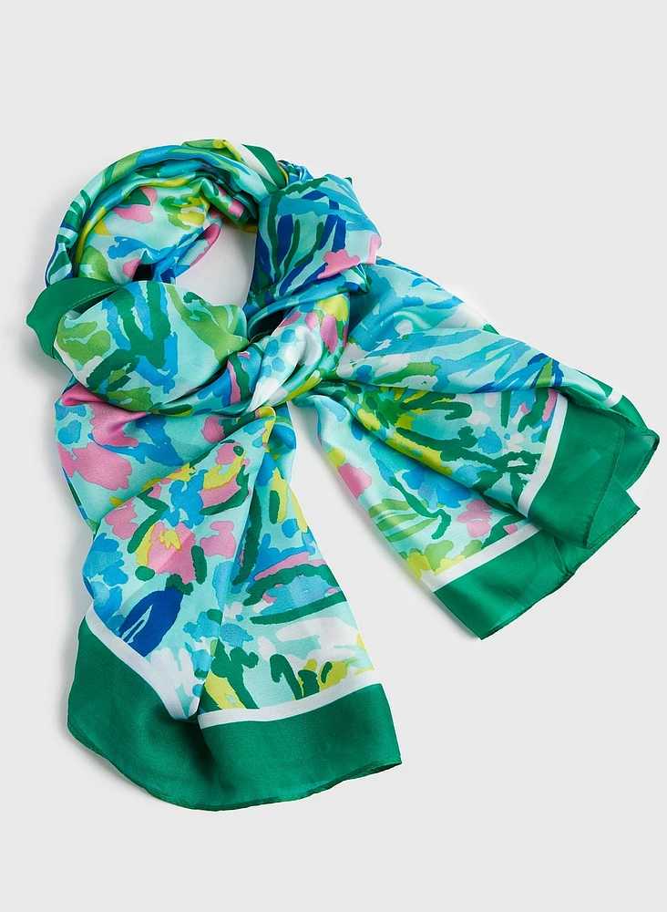 Abstract Floral Print Scarf