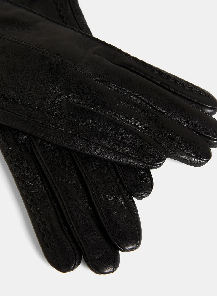 Raised Stitch Leather Gloves